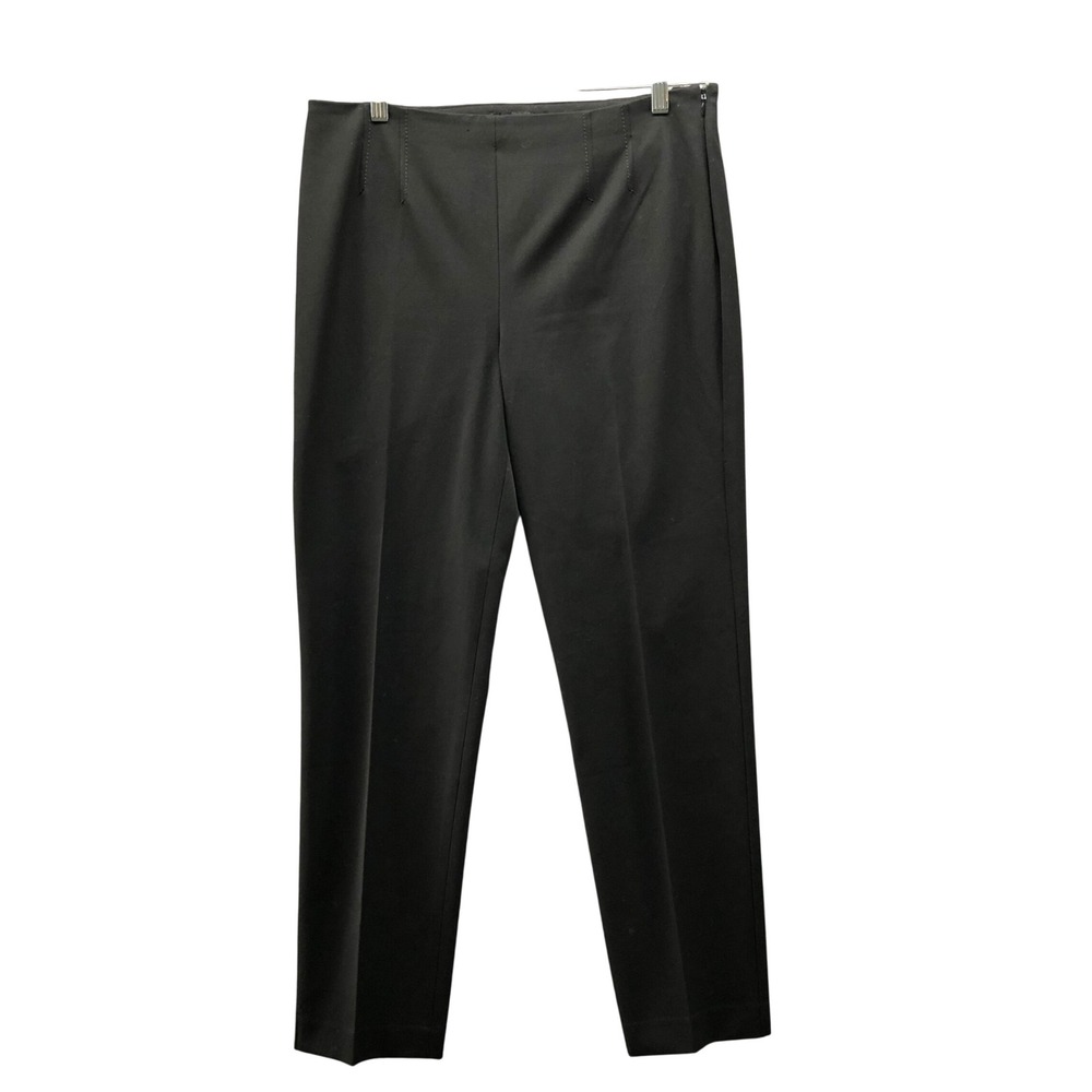Talbots Bi-Stretch Straight-Leg Dress Pants Womens 10 Black Side Zip Trouser